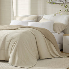 1-Piece King/Cal King Reversible Tencel Comforter Blanket,Linen