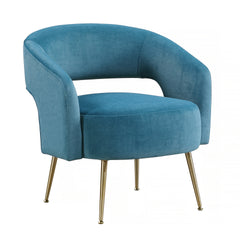 Modern Dark Teal Soft Velvet Accent Chair Plush Foam Comfort Upholstery Gold Finish Legs Luxurious Living Room Furniture 1pc