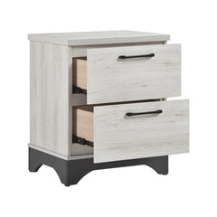 Contemporary Two-Tone White Oak and Gray Finish 2-Drawer Nightstand Bedroom Furniture 1pc