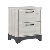 Contemporary Two-Tone White Oak and Gray Finish 2-Drawer Nightstand Bedroom Furniture 1pc