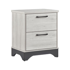 Contemporary Two-Tone White Oak and Gray Finish 2-Drawer Nightstand Bedroom Furniture 1pc
