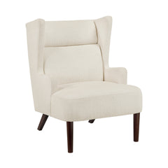 Contemporary Beige Wingback Accent Chair Chenille Upholstery Plywood Frame Living Room Furniture 1pc