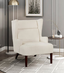 Contemporary Beige Wingback Accent Chair Chenille Upholstery Plywood Frame Living Room Furniture 1pc