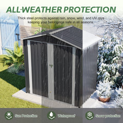 Metal Outdoor Storage Shed 6 x 4 FT Metal Shed with Lockable Door,Waterproof Garden Tool Shed Storage House for Backyard Patio Lawn,Gray