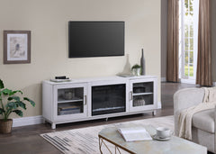 Sestriere 70"W White Walnut Finish TV Stand Console with Fireplace and Heater