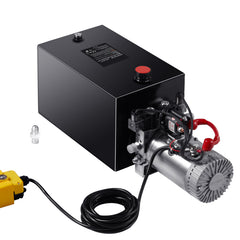 Hydraulic Pump, 15 Quart Hydraulic Power Unit, Double Acting Dump Trailer Pump, 0.91 GPM Flow Rate, 3200 PSI Max Relief Pressure, DC 12V Hydraulic Pump for Dump Trailer Car Lifting