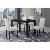 Sarang Black Dining Table and (4) Silver Dining Chairs
