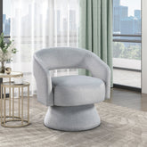 Modern Luxury Swivel Accent Chair 1pc Gray Velvet Upholstery Solid Wood Stylish Home Furniture