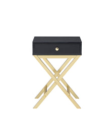 Coleen Black & Brass Finish Accent Table