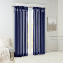 Twist Tab Lined Window Curtain Panel Navy 50x108"