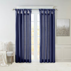 Twist Tab Lined Window Curtain Panel Navy 50x108"