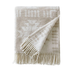 1-Piece 50x60" Cotton Blend Throw, Neutral Aztec