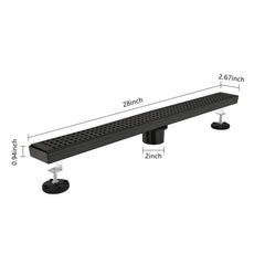 28 Inches Linear Shower Drain, Included Hair Strainer and Leveling Feet