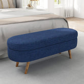 Ottoman Oval Storage Bench,Rubber Wood Legs,BLUE(43.5"x16"x16")