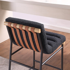 Lahni 17.75" Black Boucle Fabric Counter Height Chair