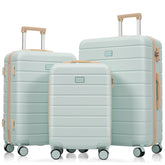 Premium ABS Travel Luggage Set , 3-Piece TSA Lock Suitcase Ensemble with 20, 24, and 28 Inch Sizes with 360° Spinner Wheels, grey green