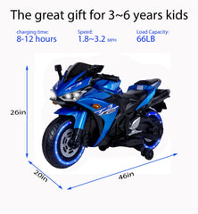kids motorcycle, 12V motorcycle for kids 3 4 5 6 years Boys Girls 12v7ah kids motorcycle ride on toy with Training Wheels/manual throttle/ drive by hand /Lighting wheels