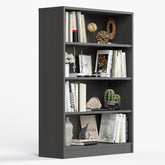 Grey Bookshelf for Bedroom 4 Shelf Office Bookcase 48 Inches Tall Modern Wood Bookshelf for Living Room 4 Tier Wide Manga Bookshelves Library Bookcase