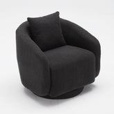 Swivel Accent Chair, Barrel Armchair with Back Pillow & Wood Frame for Living Room, Bedroom, Office