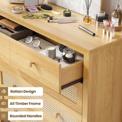 Sideboard Buffet Cabinet with 4 Drawers,Modern Wooden Console Cabinets for Home Kitchen Living Room,Hallway,Natural