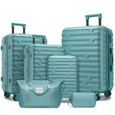 Luggage Sets 6 Piece with Duffel Bags, Hardside Expandable Suitcases with Spinner Wheels, Misty Blue