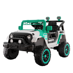 12V Ride on Car with Parent Remote Control, Toddler Electric Car with Spring Suspension, LED Lights & Music Player - Safe Battery Toy for Kids, Christmas & Birthday Gift WIGHT+GREEN