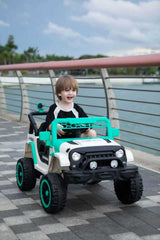 12V Ride on Car with Parent Remote Control, Toddler Electric Car with Spring Suspension, LED Lights & Music Player - Safe Battery Toy for Kids, Christmas & Birthday Gift WIGHT+GREEN