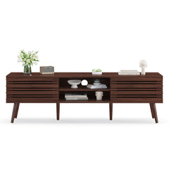 Mid Century Modern TV Stands for up to 70" TV with Storage, Fluted Wood TV Stand for Living Room, Boho Media Console, Entertainment Center with Cable Management