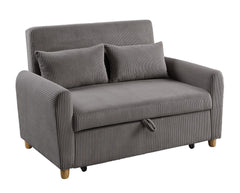 Justina 54"W Brown Corduroy Convertible Sleeper Loveseat