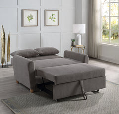 Justina 54"W Brown Corduroy Convertible Sleeper Loveseat
