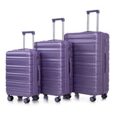 HIFINE TOURIST 20"/24"/28" 3 pcs/set in ABS Spinner Wheel Luggage, Carry on Suitcase, Matching Color, Combination Lock (Purple)