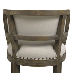Paris 26.5" Farmhouse Counter Height Bar Stool with Backrest, Light Beige Linen