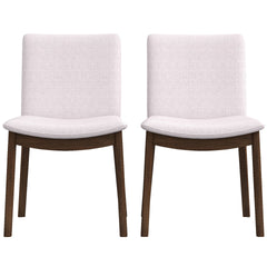Modern Laura Mid-Century Modern Solid Wood Dining Chair Set with Upholstered Fabric, Beige Linen, 20 x 20 x 32 inches (Set Of 2)