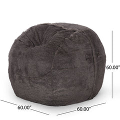 Lily Modern 5 Foot Faux Fur Cozy Bean Bag, Brown/Beige