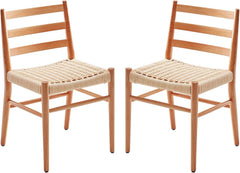 Dining Chairs Set of 2, Woven Rope Seat with Sturdy Metal Frame, Mid Century Modern Dining Room Chairs for Kitchen, Living Room, Restaurant