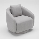 Swivel Accent Chair, Barrel Armchair with Back Pillow & Wood Frame for Living Room, Bedroom, Office