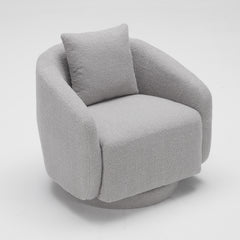 Swivel Accent Chair, Barrel Armchair with Back Pillow & Wood Frame for Living Room, Bedroom, Office