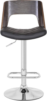 Bentwood Contemporary Modern Stylish Wood Back Adjustable Swivel Bar Stool with Diamond Quilted Finish Curved Seat and Back, Weathered Oak