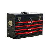 20-inch Steel Portable Tool Box With Drawers - Tool Storage Box Organizer With Metal Lock Closure Device - Powder-coated Tool Storage Cabinet (BLACK)