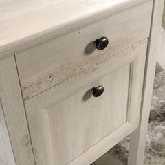 Coastal L-Shaped Desk with File Drawers, Gray finish