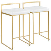 Fuji Contemporary-Glam Counter Stool in Gold with White Faux Leather by LumiSource - Set of 2