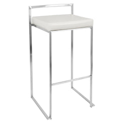 Fuji Contemporary Stackable Barstool with White Faux Leather by LumiSource - Set of 2