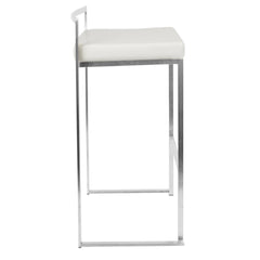 Fuji Contemporary Stackable Barstool with White Faux Leather by LumiSource - Set of 2
