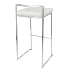 Fuji Contemporary Stackable Barstool with White Faux Leather by LumiSource - Set of 2