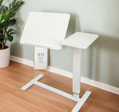Overbed Bedside Desk, Mobile Rolling Laptop Stand Tilting Overbed Table with Wheels, Height Adjustable Tray Table for Laptop Bed Sofa Side Table, Bedside Table (WHITE)