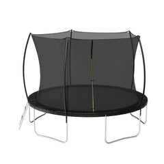12FT Trampoline (Double-side color pad) , Trampoline for Kids and Adults with Enclosure Net and Ladder,Curved fence pole