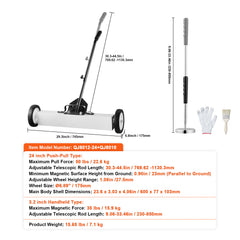 24-Inch Magnetic Sweeper with Wheels Telescoping Magnetic Pickup Tool