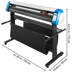 Vinyl Cutter 53 Inch Vinyl Cutter Machine Semi-Automatic DIY Vinyl Printer Cutter Machine Manual Positioning Sign Cutting with Floor Stand Signmaster Software