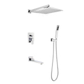Wall mounted shower system combo with hand shower, 12 inch shower head and tub spout