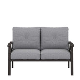48" All-Weather Metal Loveseat 2 Seats Couch Sofa with Gray Cushions with black Frame
